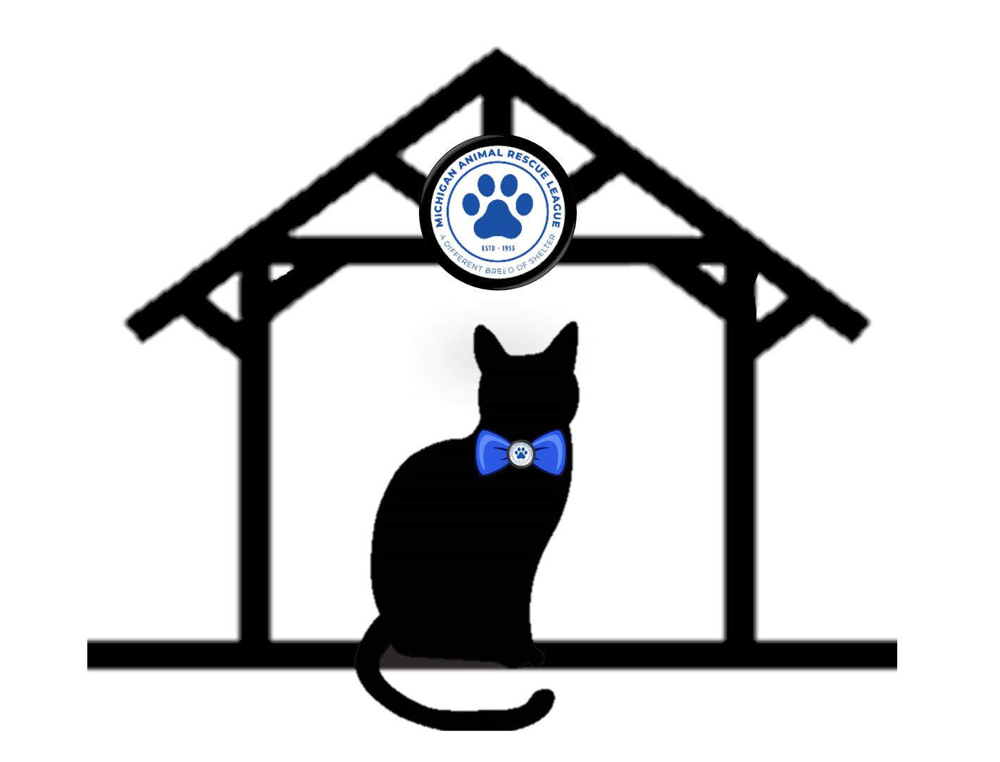 smaller bowtie shelter business cat with logo in bow